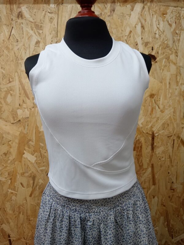 BLUSA BASICA ACANALADA BLANCA